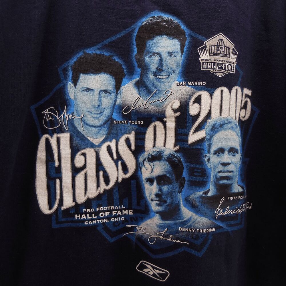 VTG ReeBok Blue Class of 2005 HOF Steve Young Dan Marino Shirt Medium EUC